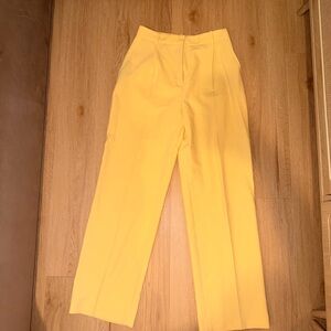 Zara Bright Yellow High-Waist Tailored Trousers